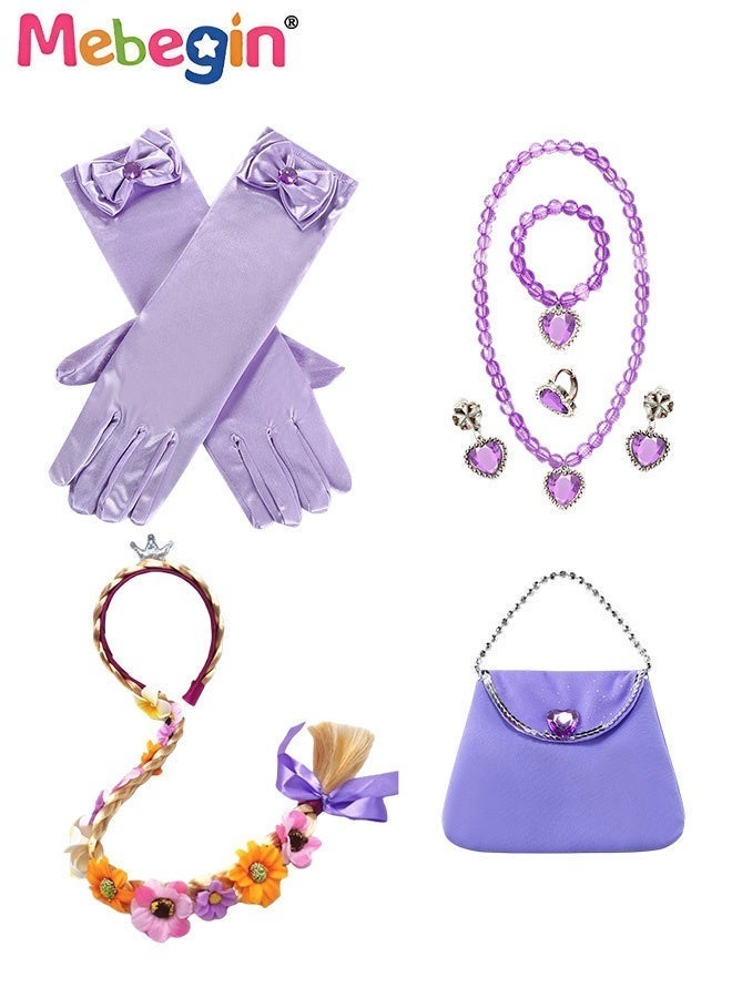 MEBEGIN Deluxe Princess Costume Set with 7PCS Accessaries, Fancy Elegant Frock, Light-up Fairy Dress with Butterfly Pattern, Suitable for Party, Birthday, Funfair, Stage Performance, Cosplay and Any Other Special Occasions - Image 5